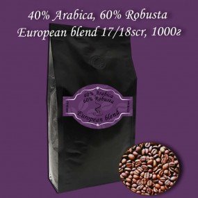 European blend (40% Arabica, 60% Robusta) 17/18 scr зернова кава 1000г. БЕЗКОШТОВНА ДОСТАВКА від 1кг!